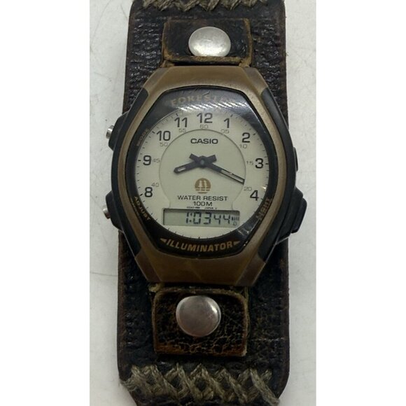 Casio Forester Illuminator Analog Digital Watch Brown Leather Band 1737 FT-600W - Picture 1 of 8
